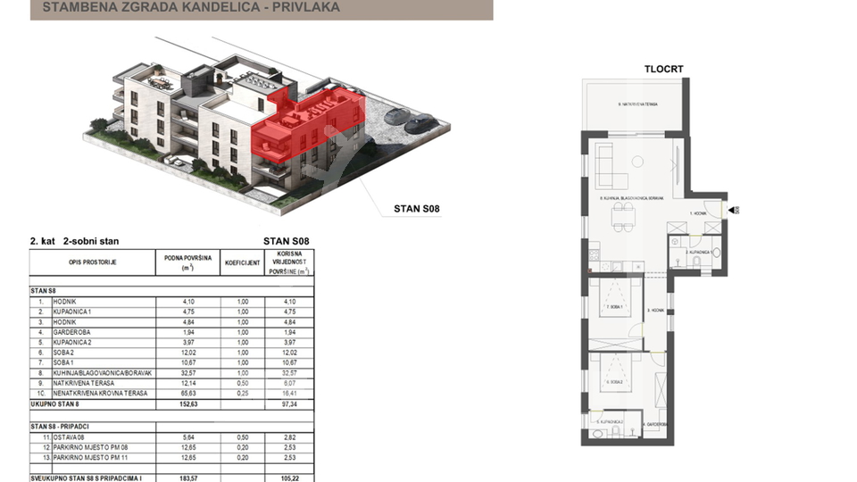 Dvosoban penthouse s krovnom terasom&comma; Privlaka &lpar;Sabunike&rpar; NOVOGRADNJA