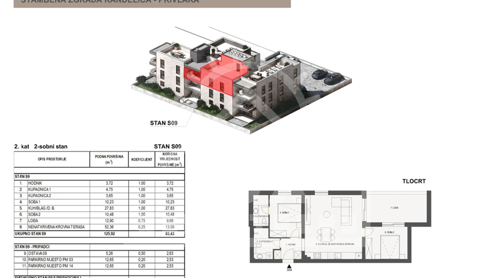 Dvosoban penthouse s krovnom terasom&comma; NOVOGRADNJA&comma; Privlaka &lpar;Sabunike&rpar;