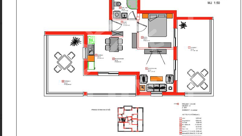 Jednosoban penthouse u NOVOGRADNJI, Zadar (Borik)
