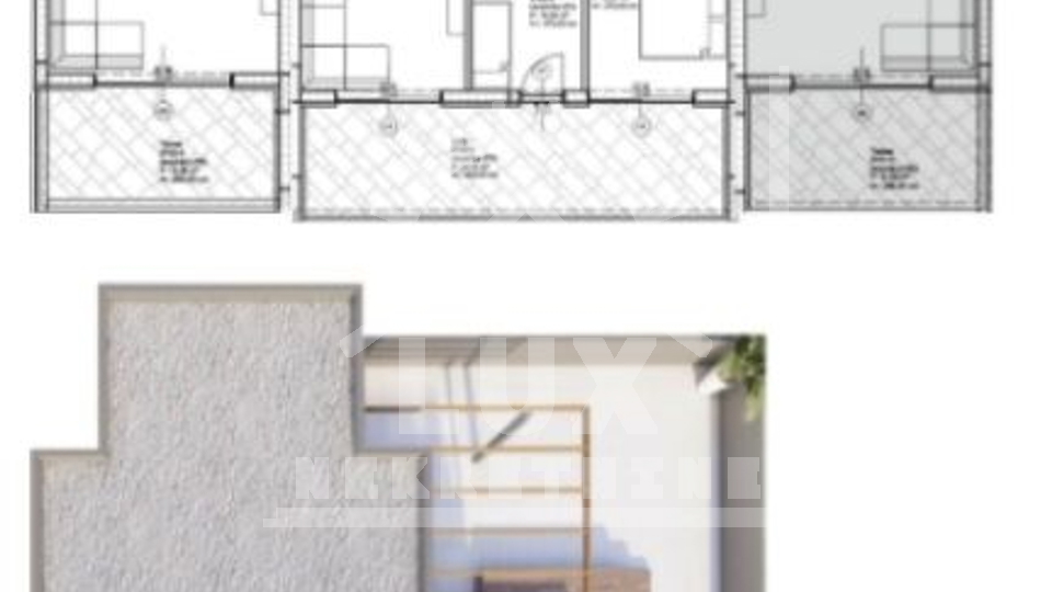 Dvosoban penthouse s krovnom terasom, NOVOGRADNJA, Privlaka kraj Zadra