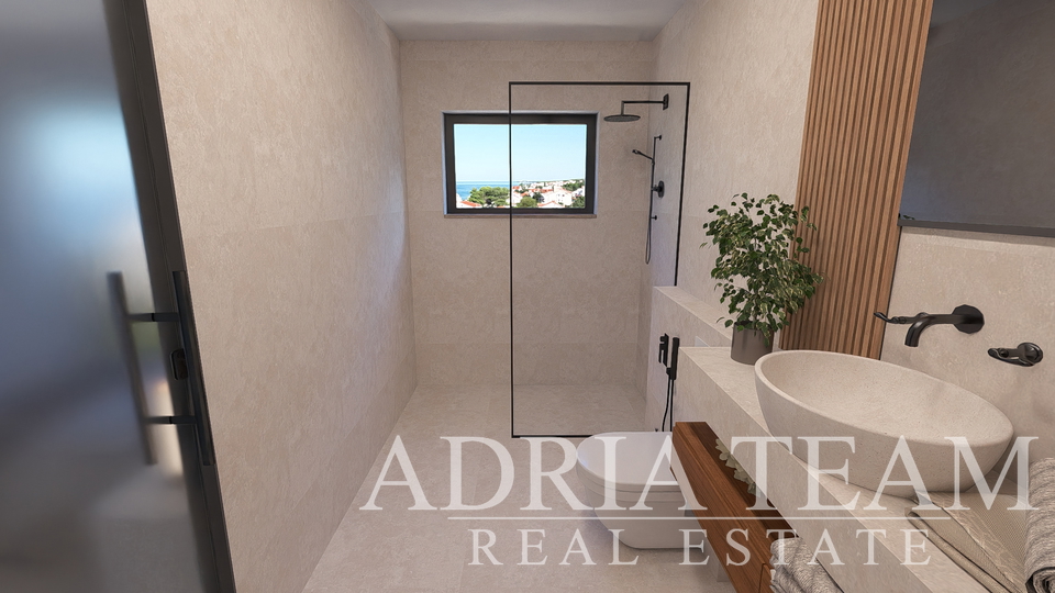 APARTMÁNY VZDÁLENÉ 120 m OD MOŘE, VÝHLED NA MOŘE, NOVOSTAVBA - DIKLO, ZADAR