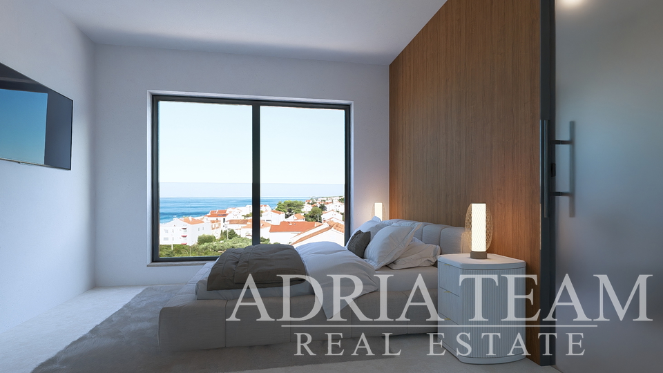 APARTMÁNY VZDÁLENÉ 120 m OD MOŘE, VÝHLED NA MOŘE, NOVOSTAVBA - DIKLO, ZADAR