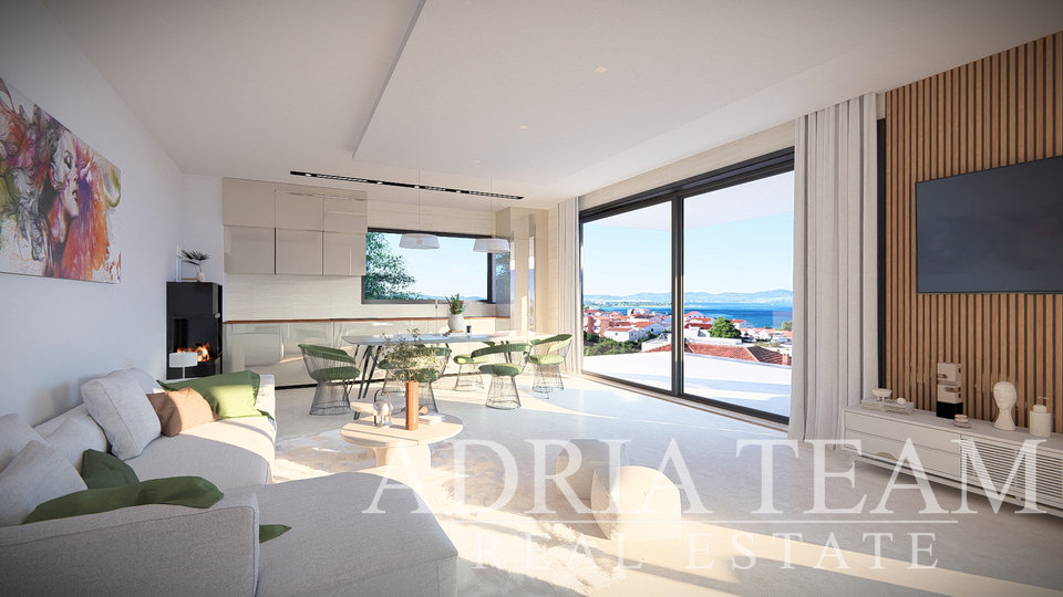 APARTMÁNY VZDÁLENÉ 120 m OD MOŘE, VÝHLED NA MOŘE, NOVOSTAVBA - DIKLO, ZADAR
