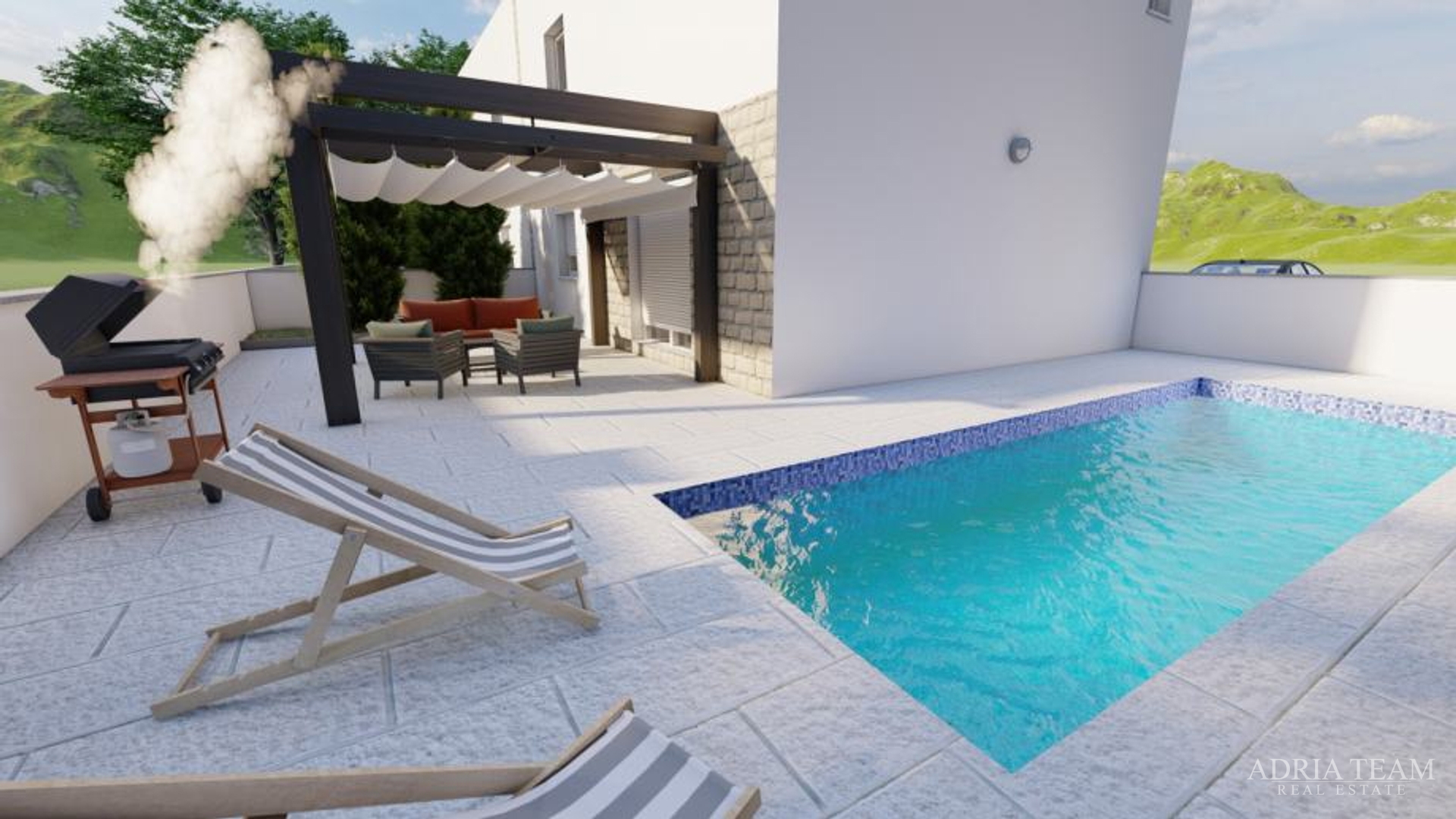 VILA S BAZENOM, 350 m OD MORA, VIR - ZADAR