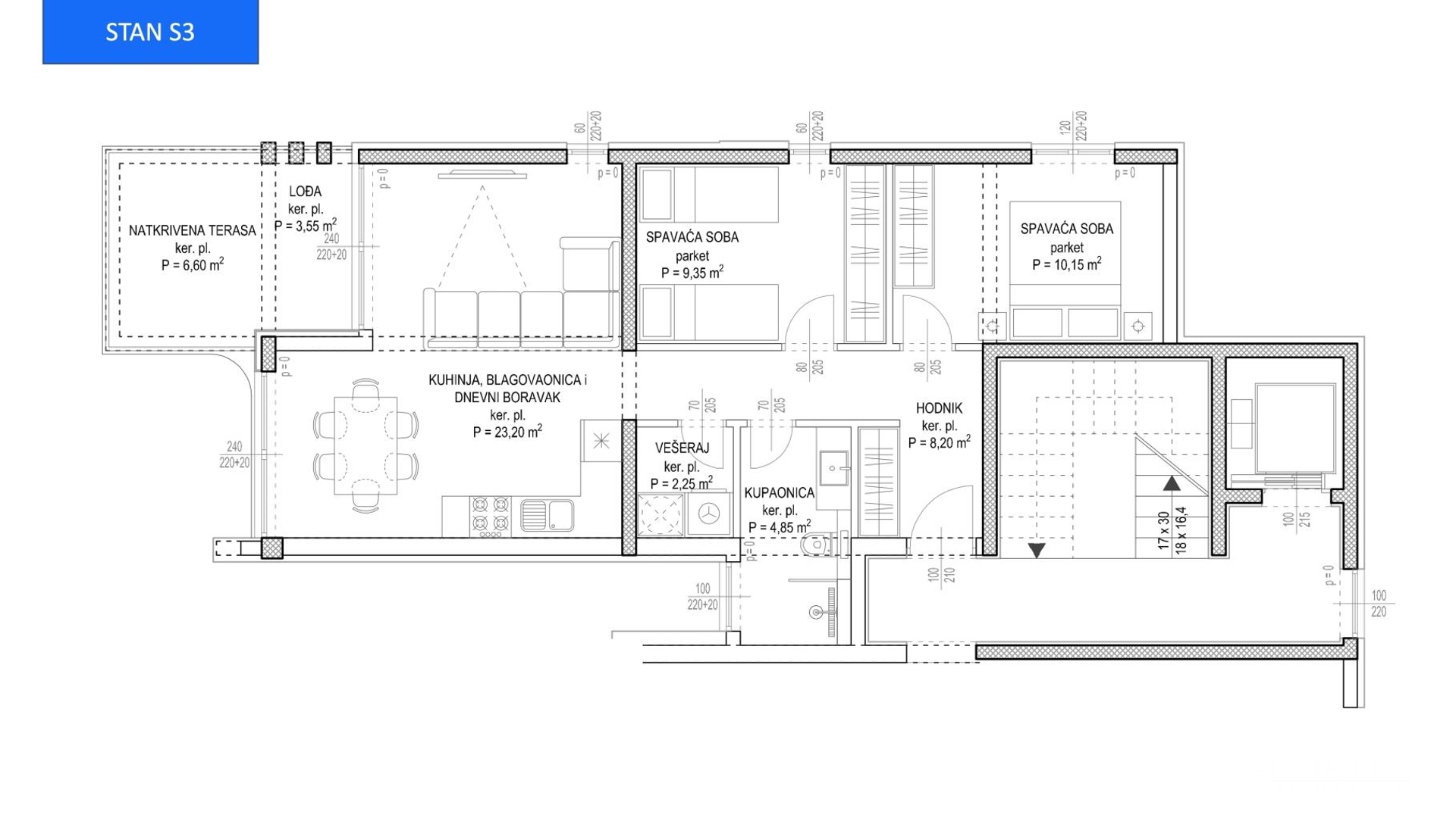 TWO-BEDROOM APARTMENTS - BUILDING A -  WITH SEA VIEW, 350 m FROM THE SEA, ZADAR - DIKLOVAC