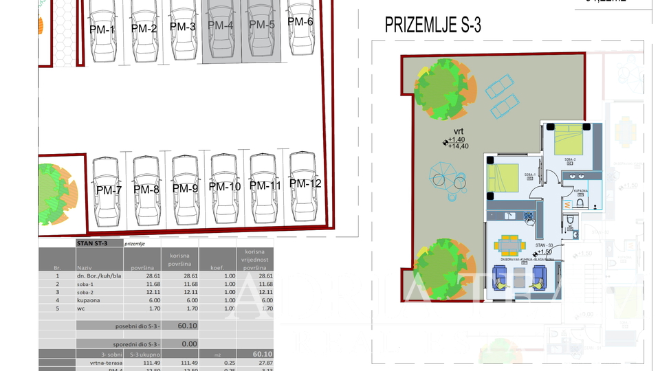 APARTMÁNY 100 m OD MOŘE, NOVOSTAVBA - MANDRE, PAG