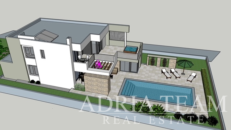 BUILDING LAND WITH PERMIT FOR VILLA WITH POOL, LJUBAČ - RAŽANAC