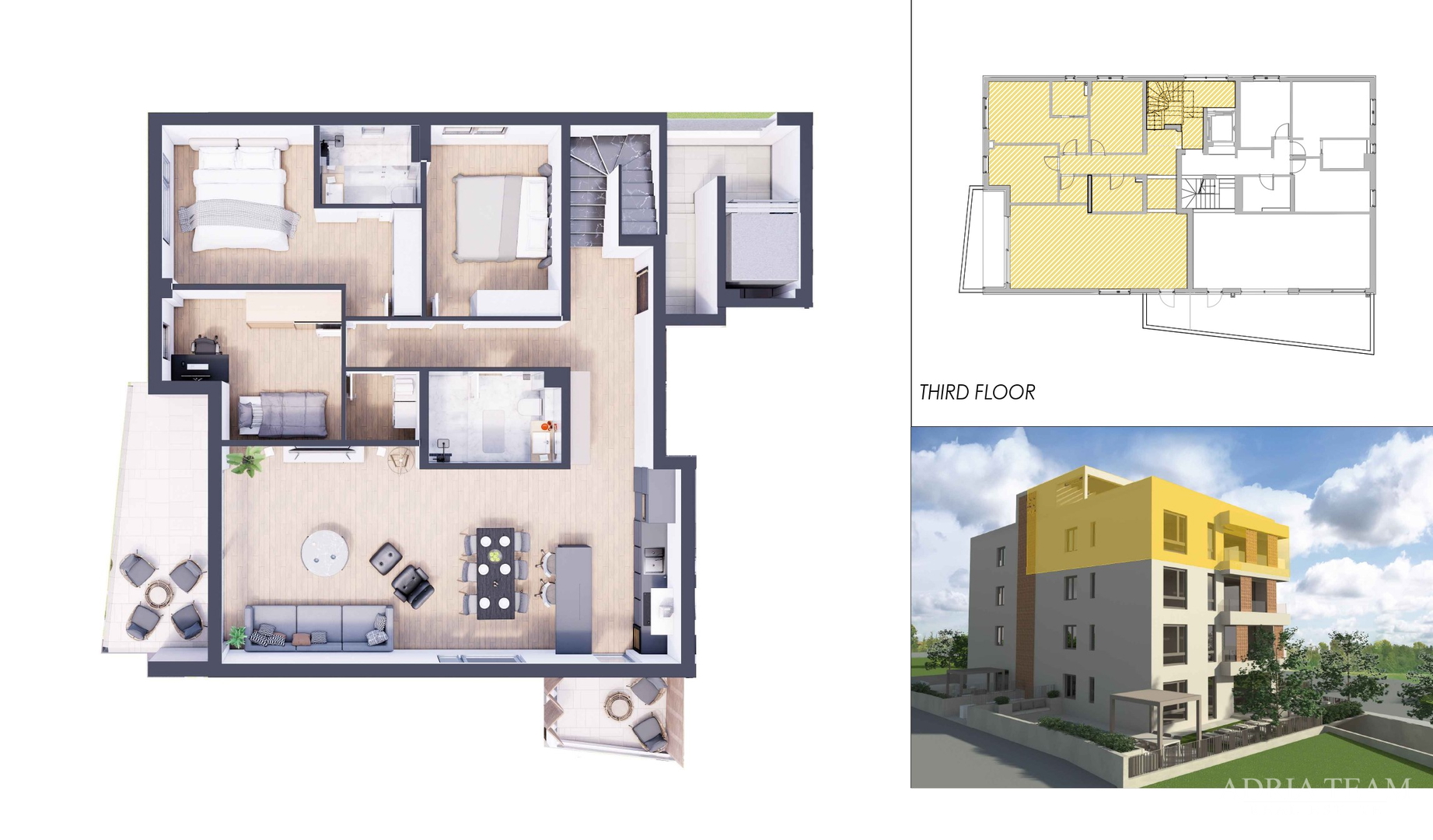 PENTHOUSE S KROVNIM TERASAMA U STAMBENOJ ZGRADI, NOVOGRADNJA - VITRENJAK, ZADAR