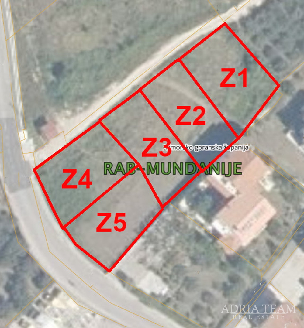 IZVRSNA PRILIKA!!! GRAĐEVINSKA ZEMLJIŠTA , 800 m OD PLAŽE, MUNDANIJE - RAB