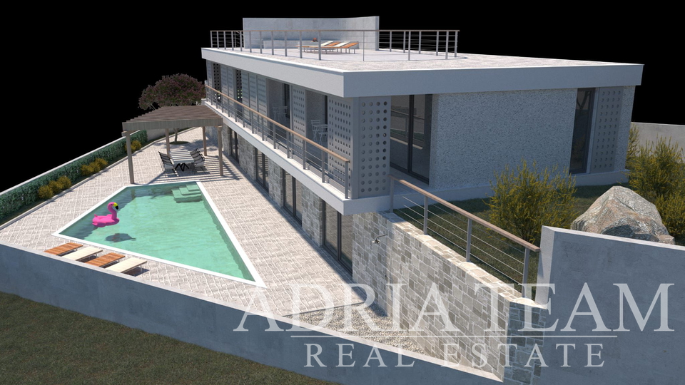 BUILDING LAND FIRST ROW TO THE SEA WITH A PROJECT FOR A VILLA, TOP POSITION!! - NIN-ZATON