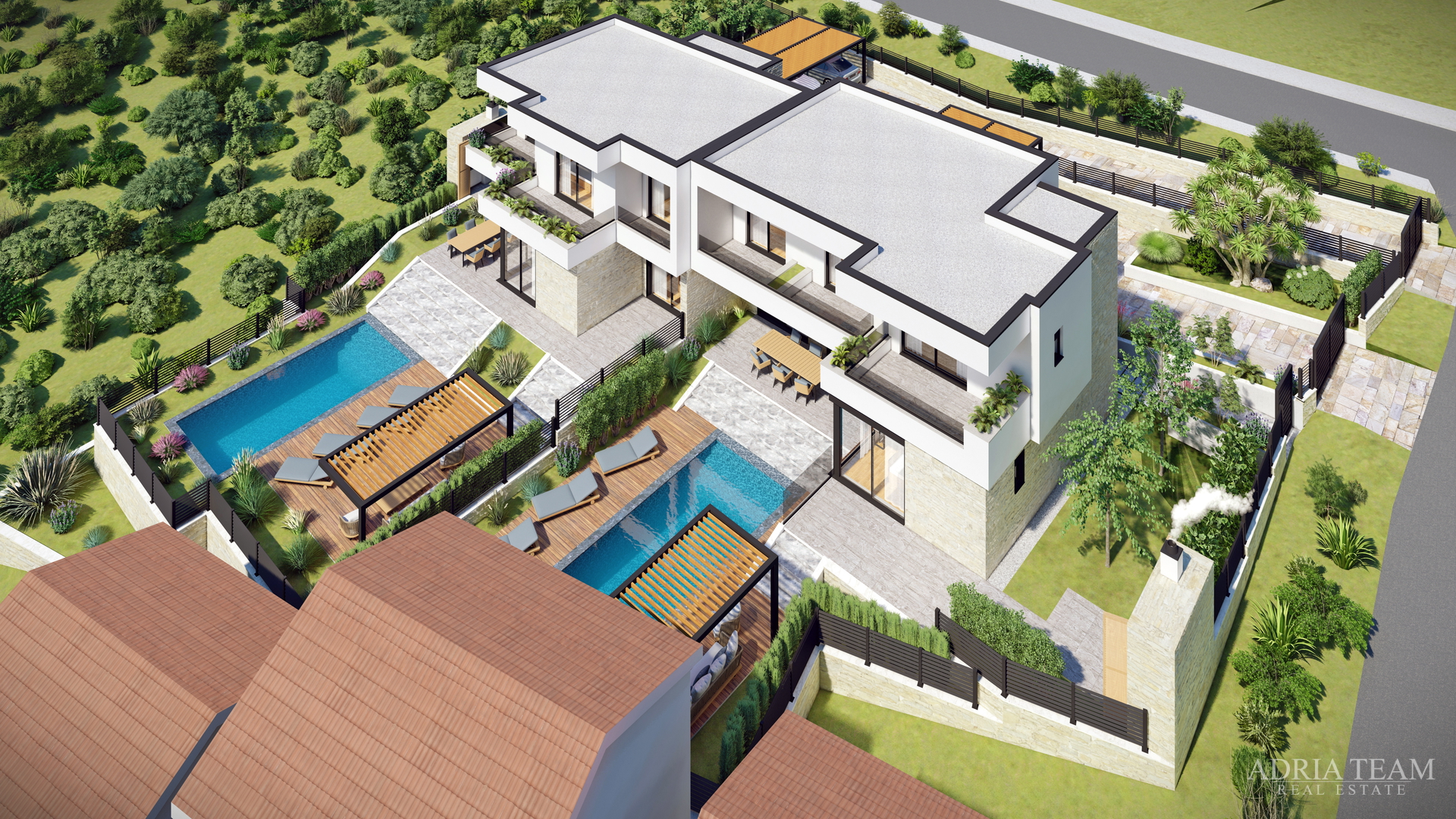 BAUFLÄCHE MIT BAUGENEHMIGUNG FÜR ZWEI VILLEN MIT SCHWIMMBAD, TOP-LAGE, RTINA - RAŽANAC