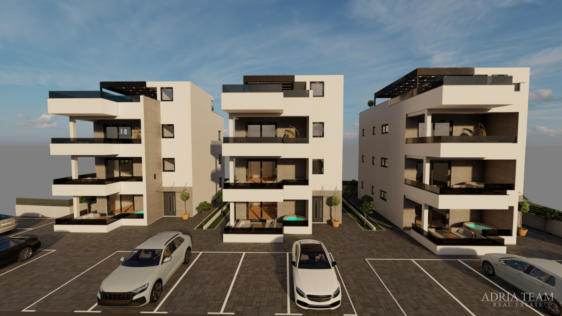 APARTMANI U KOMPLEKSU STAMBENIH ZGRADA U NOVOGRADNJI, 200 m OD MORA - VIR