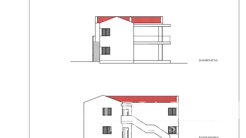 GRAĐEVINSKO ZEMLJIŠTE S PROJEKTOM I GRAĐEVINSKOM DOZOVOLOM U POSTUPKU! IZVRSNA POZICIJA! 50 M OD MORA -TKON - PAŠMAN