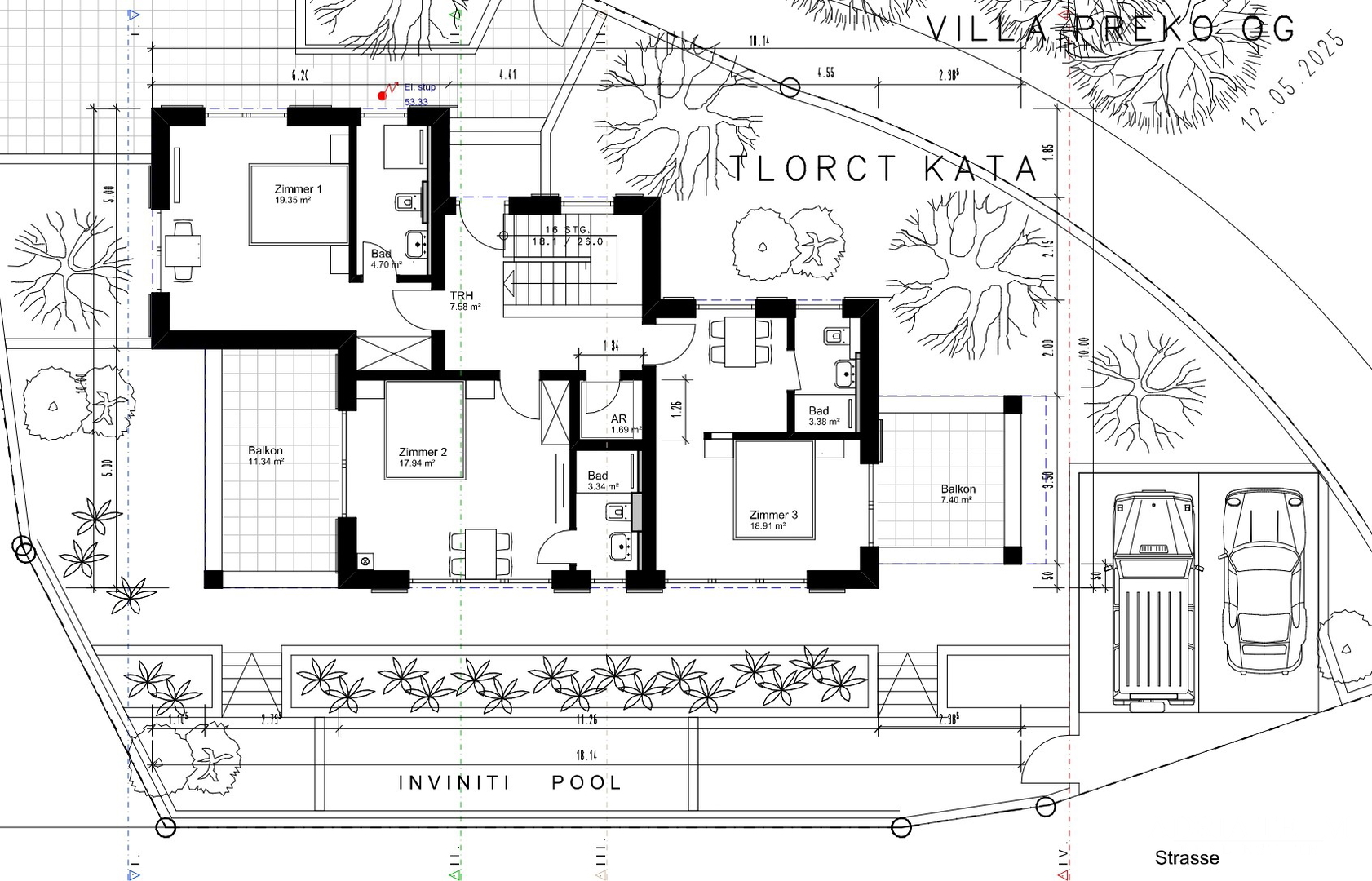 GRAĐEVINSKO ZEMLJIŠTE S IDEJNIM PROJEKTOM ZA VILU S BAZENOM, POGLED NA MORE - PREKO, UGLJAN