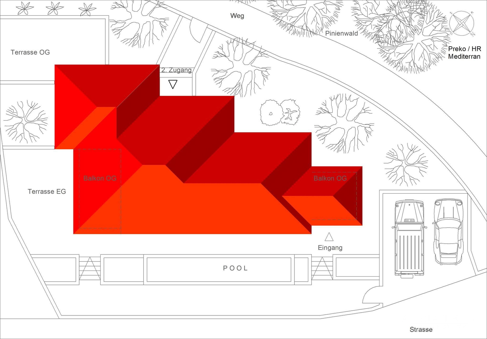GRAĐEVINSKO ZEMLJIŠTE S IDEJNIM PROJEKTOM ZA VILU S BAZENOM, POGLED NA MORE - PREKO, UGLJAN