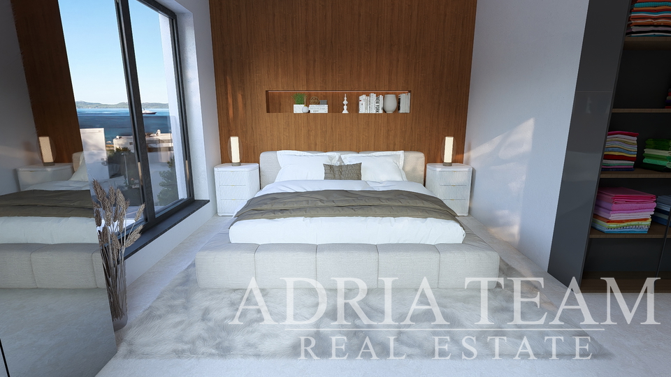 APARTMÁNY VZDÁLENÉ 120 m OD MOŘE, VÝHLED NA MOŘE, NOVOSTAVBA - DIKLO, ZADAR