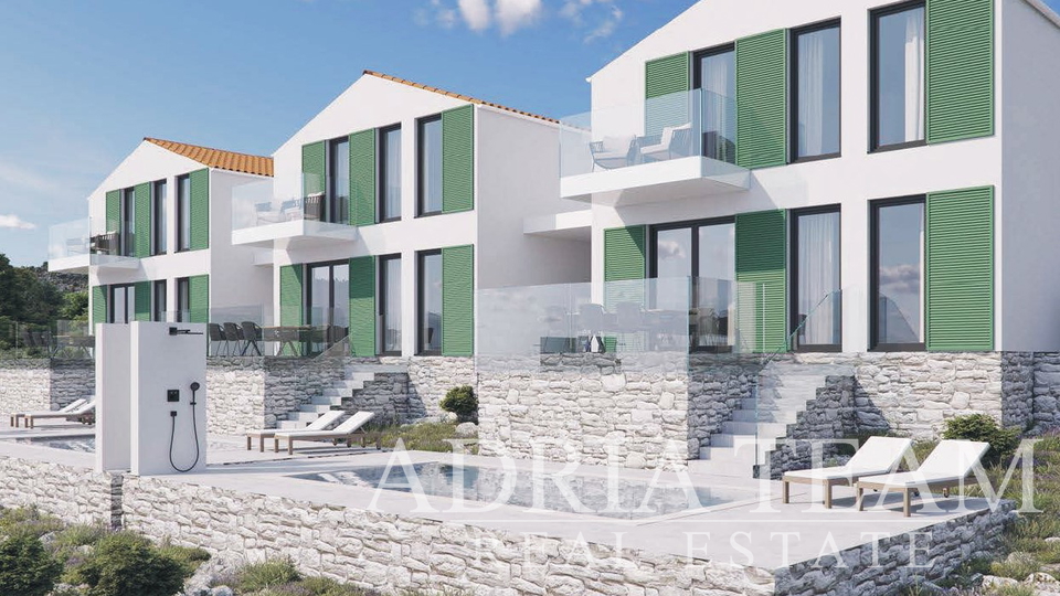 DOMY S BAZÉNEM, 80 m OD MOŘE, NOVOSTAVBA - VLAŠIĆI, PAG