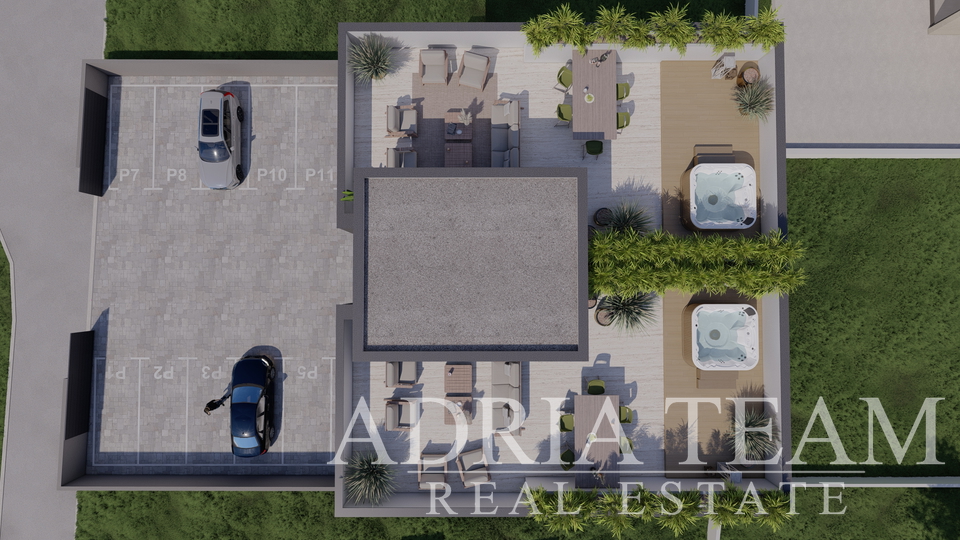 APARTMANI UDALJENI 300 m OD PLAŽE, NOVOGRADNJA, POGLED NA MORE - PRIVLAKA