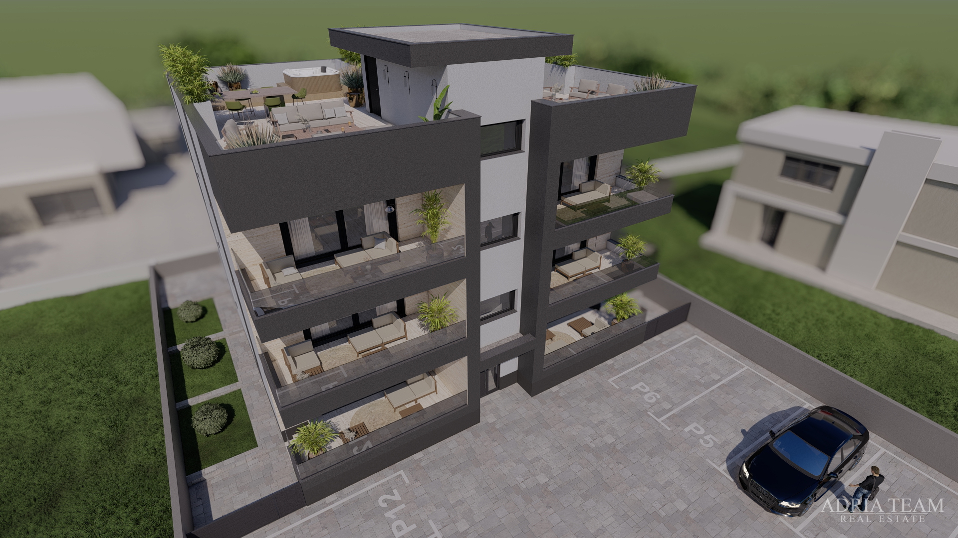 APARTMENTS 300 m FROM THE BEACH, NEW BUILD, SEA VIEW - PRIVLAKA