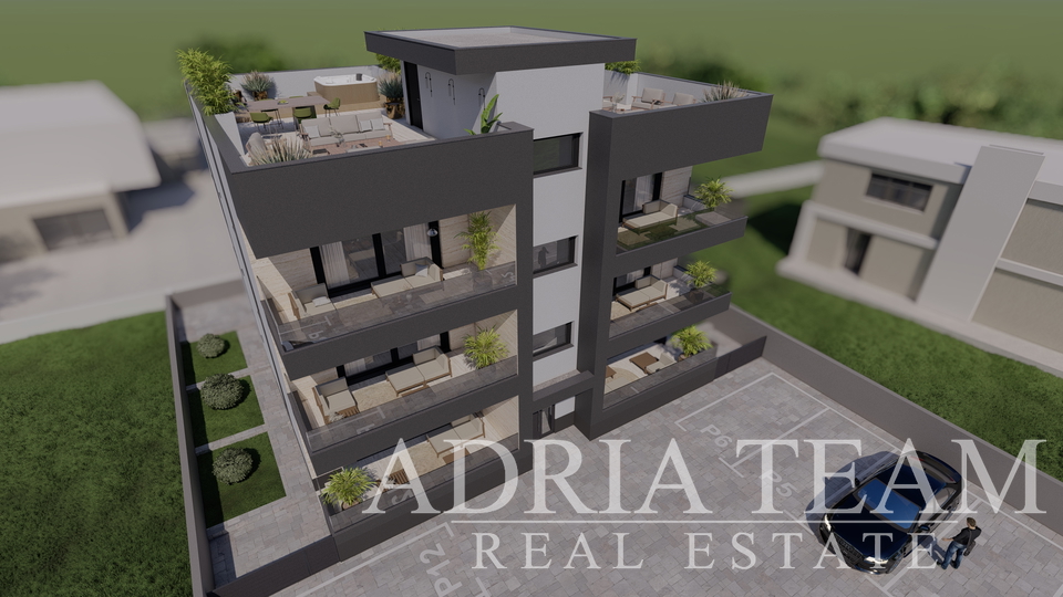 APARTMANI UDALJENI 300 m OD PLAŽE, NOVOGRADNJA, POGLED NA MORE - PRIVLAKA
