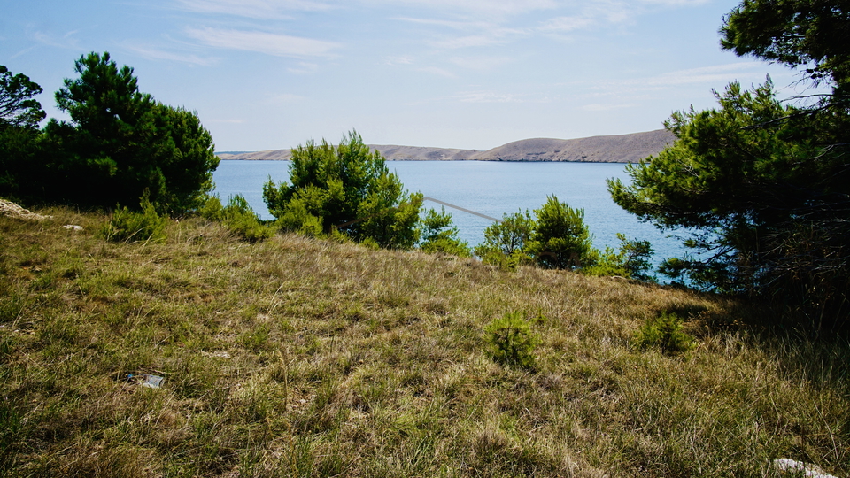 Bauland 1. Reihe zum Meer, offener Meerblick, Insel Pag