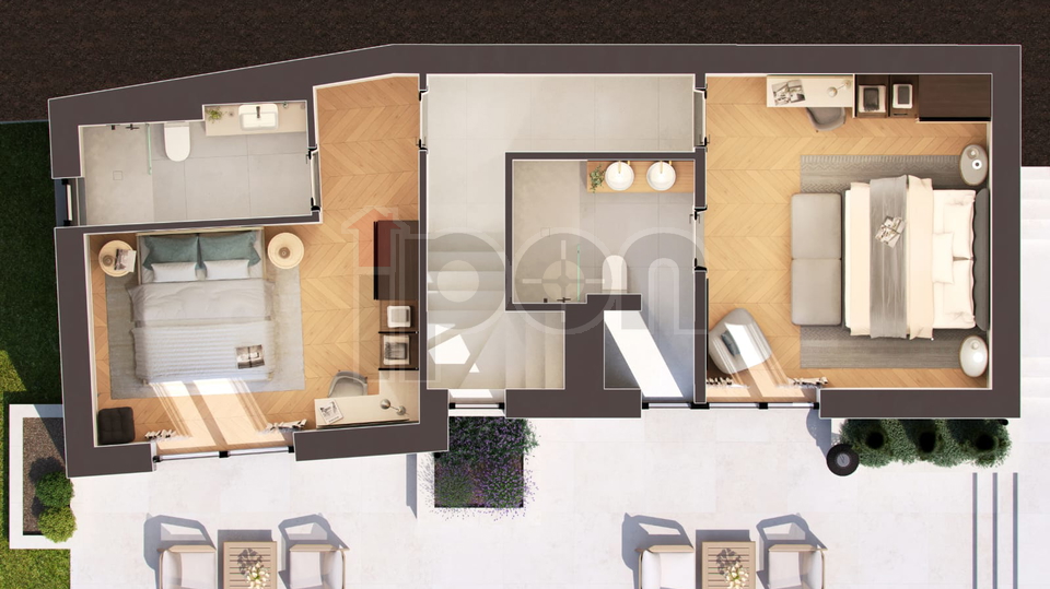 Kanfanar, Istarska villa sa bazenom, pogled na more, projekt u izgradnji!