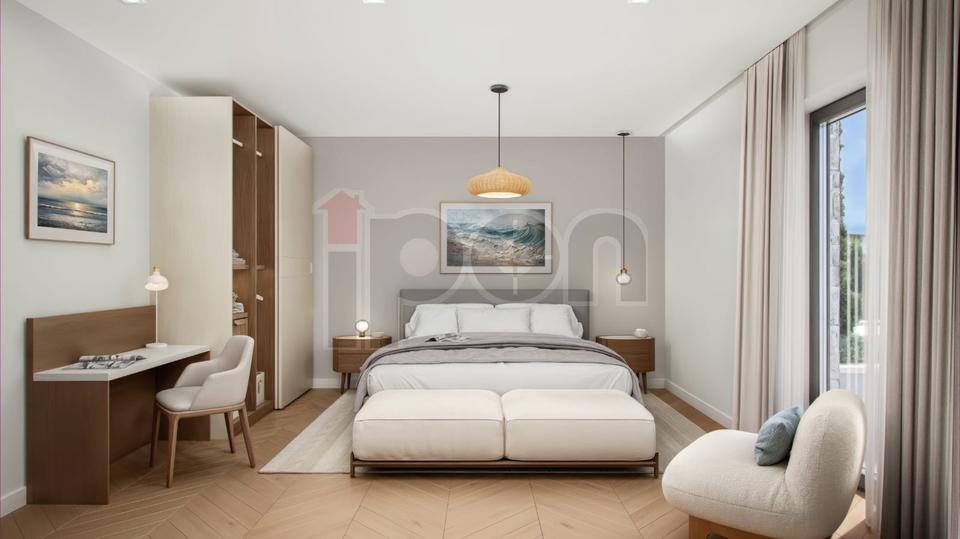 Kanfanar, Istarska villa sa bazenom, pogled na more, projekt u izgradnji!
