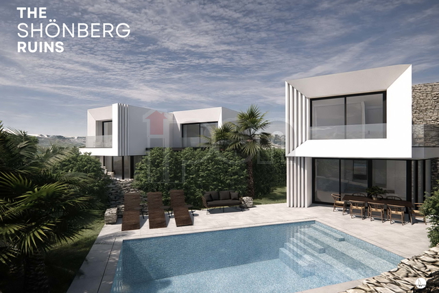 Nedešćina, građevinsko zemljišta s projektima za izgradnju dvije ville s bazenom!