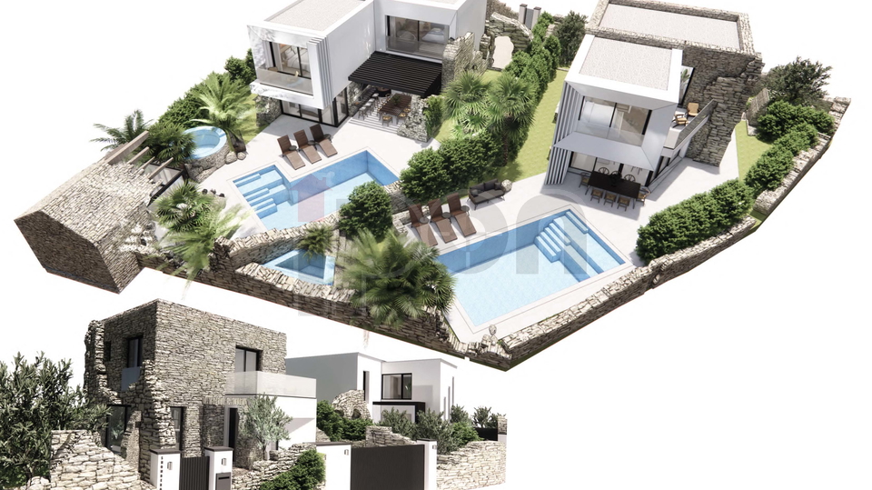 Nede&scaron;&cacute;ina&comma; gra&dstrok;evinsko zemlji&scaron;ta s projektima za izgradnju dvije ville s bazenom&excl;