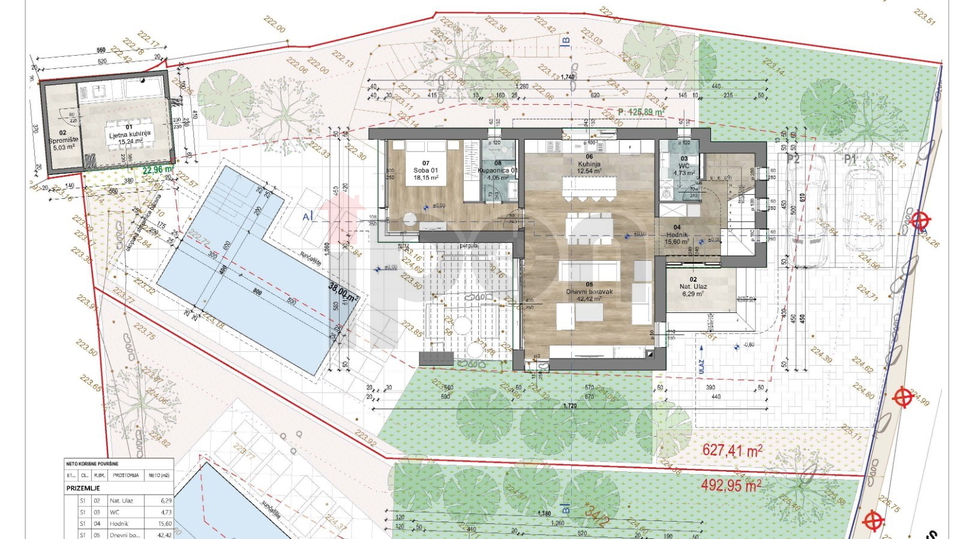 Nede&scaron;&cacute;ina&comma; gra&dstrok;evinsko zemlji&scaron;ta s projektima za izgradnju dvije ville s bazenom&comma; lokacijske dozvole&excl;