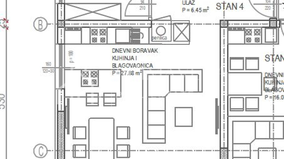 Zaton, a luxury new building 2nd row to the sea, apartment on the 1st floor - S4