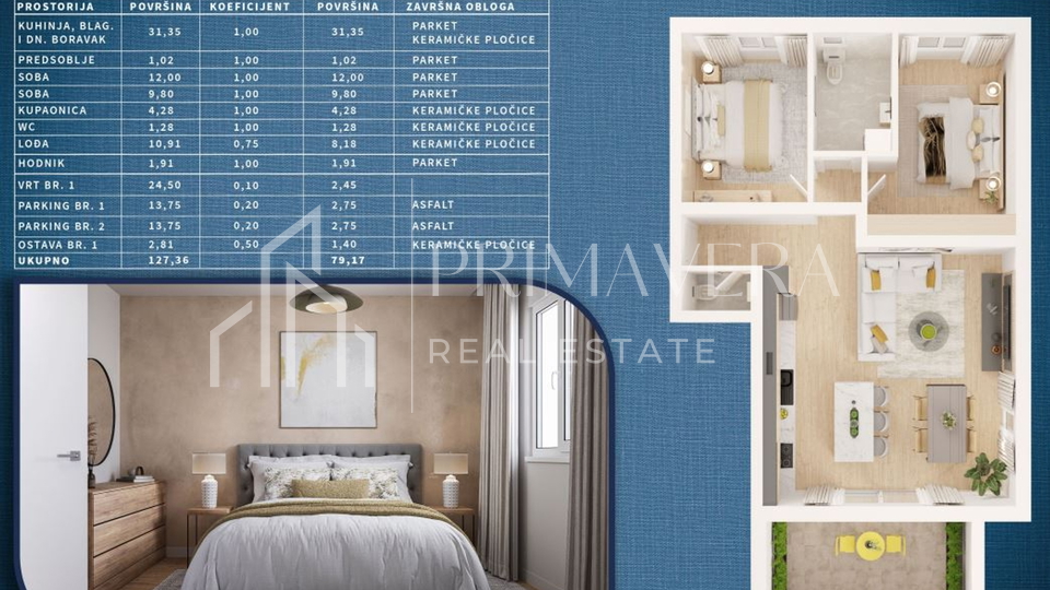 Zadar/Stanovi, excellent city location, a two bedroom apartment with a garden, S1