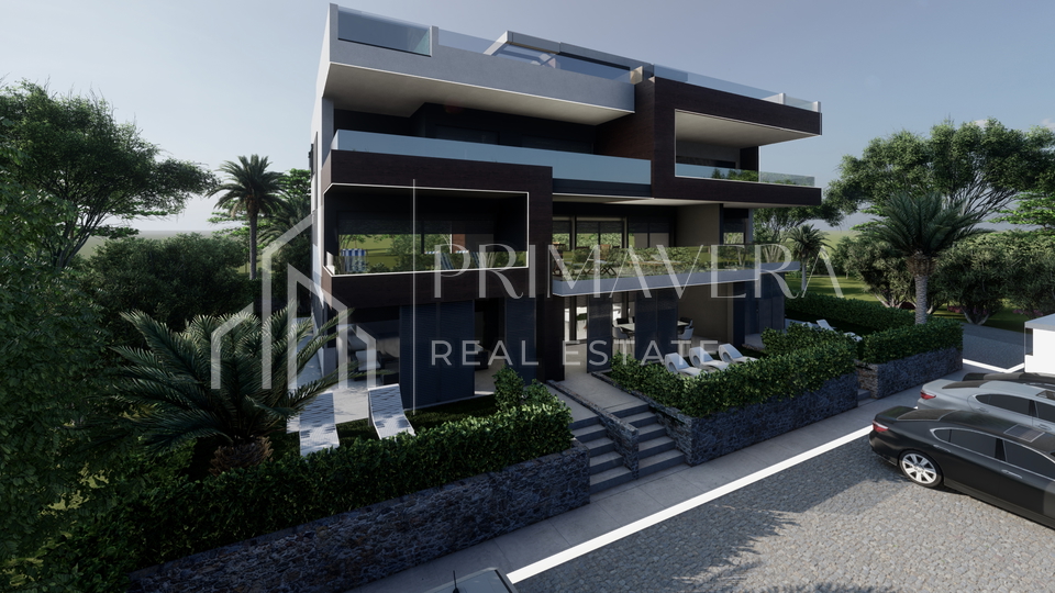 Zaton, a luxury new building 2nd row to the sea, penthouse with a pool and a roof terrace - S7