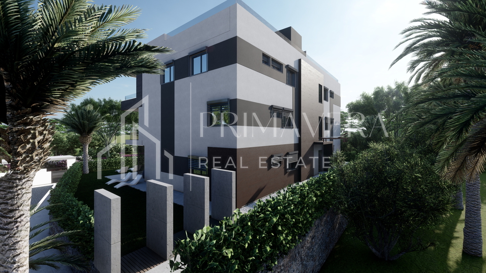 Zaton, a luxury new building 2nd row to the sea, penthouse with a pool and a roof terrace - S7