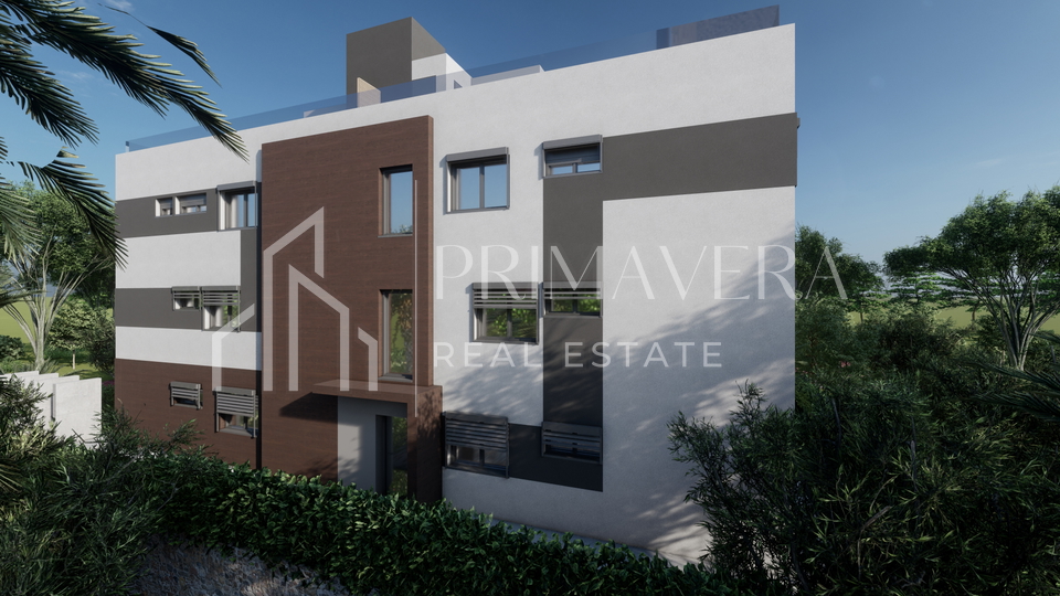 Zaton, a luxury new building 2nd row to the sea, penthouse with a pool and a roof terrace - S7