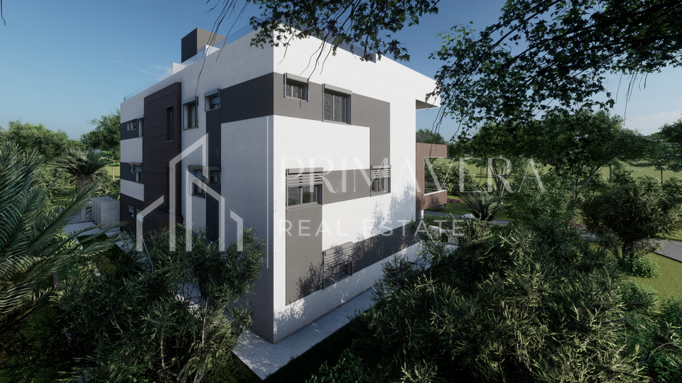 Zaton, a luxury new building 2nd row to the sea, penthouse with a pool and a roof terrace - S7