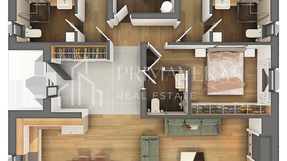 Posedarje, land with building permit - 4 apartments, swimming pool, summer kitchen, sea view