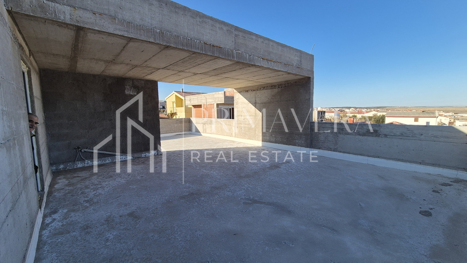 Ražanac, new building, penthouse S3, roof terrace, beautiful sea view