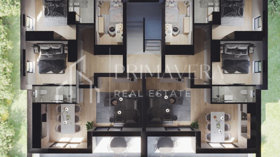 Sukošan, novogradnja, trosobni penthouse s krovnom terasom, 100 m od mora