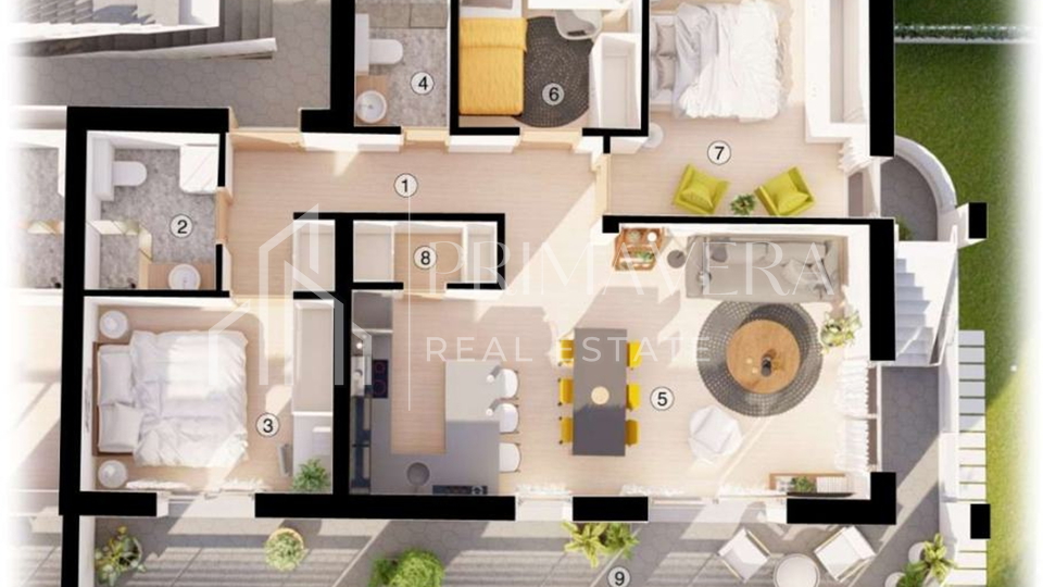 Zadar, Plovanija, penthouse with a roof terrace, 121,32 m2