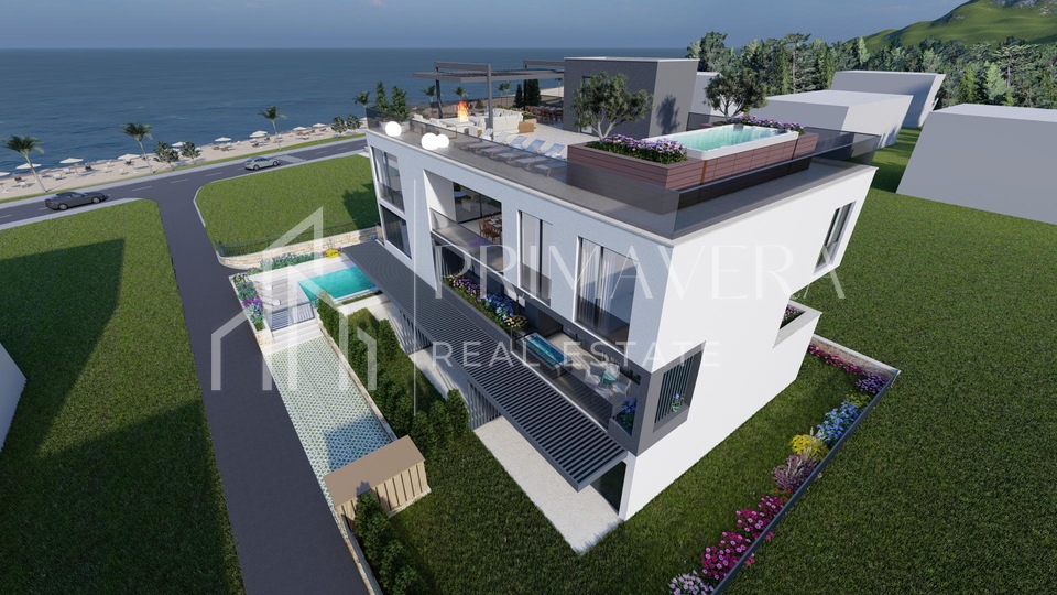 Sukošan, luxury penthouse, an exclusive project 1st row to the sea, garage, elevator, pool