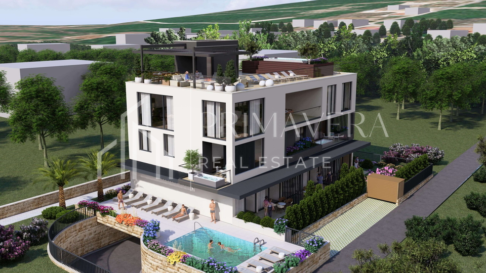 Sukošan, luxury penthouse, an exclusive project 1st row to the sea, garage, elevator, pool