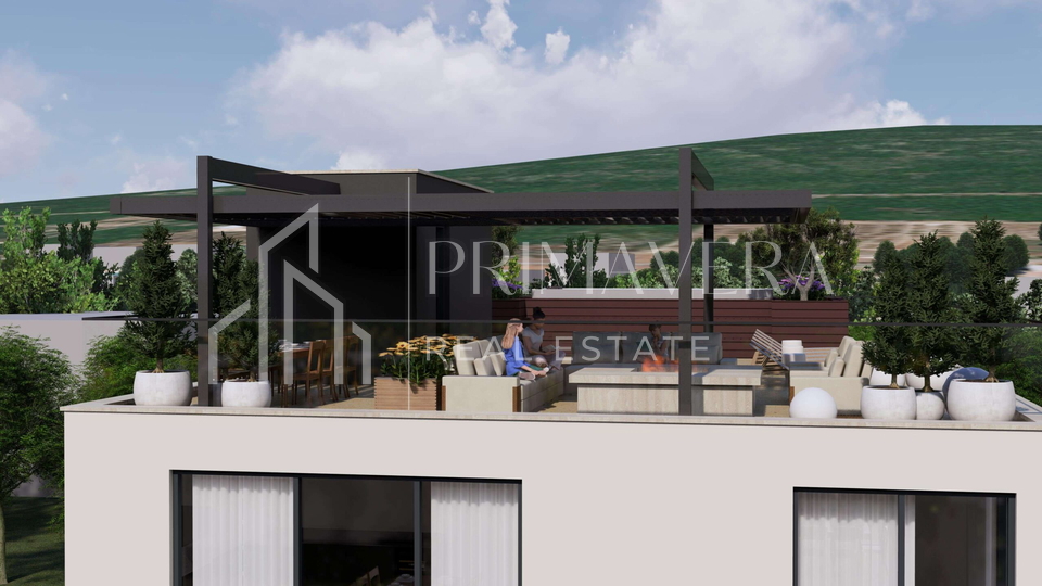 Sukošan, luxury penthouse, an exclusive project 1st row to the sea, garage, elevator, pool
