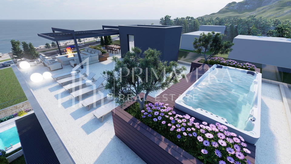 Sukošan, luxury penthouse, an exclusive project 1st row to the sea, garage, elevator, pool