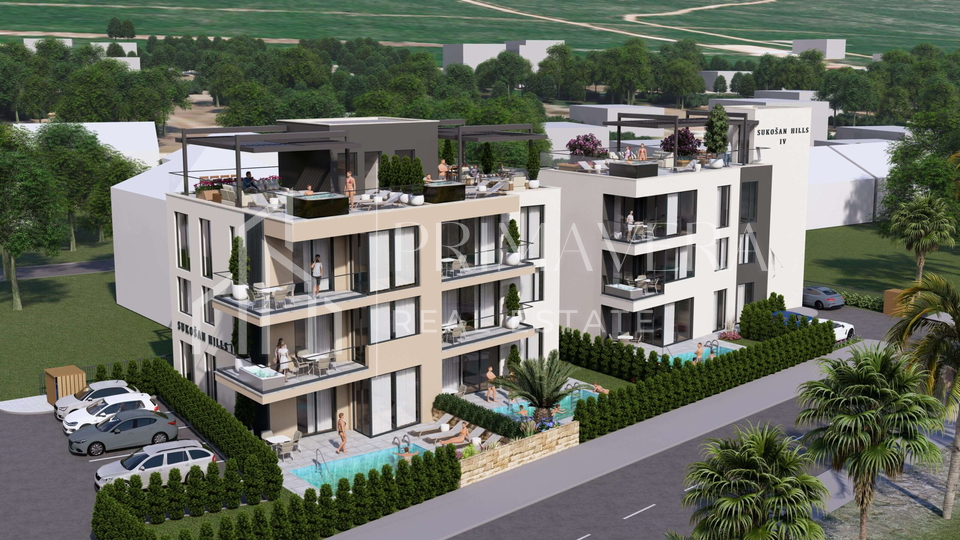 Sukošan, exclusive project 1st row to the sea, 2 bedroom apartment with a roof terrace