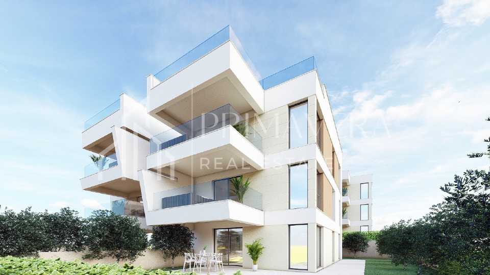 Ra&zcaron;anac&comma; modern two-bedroom apartment S3 in a new building with a view of the sea and Velebit