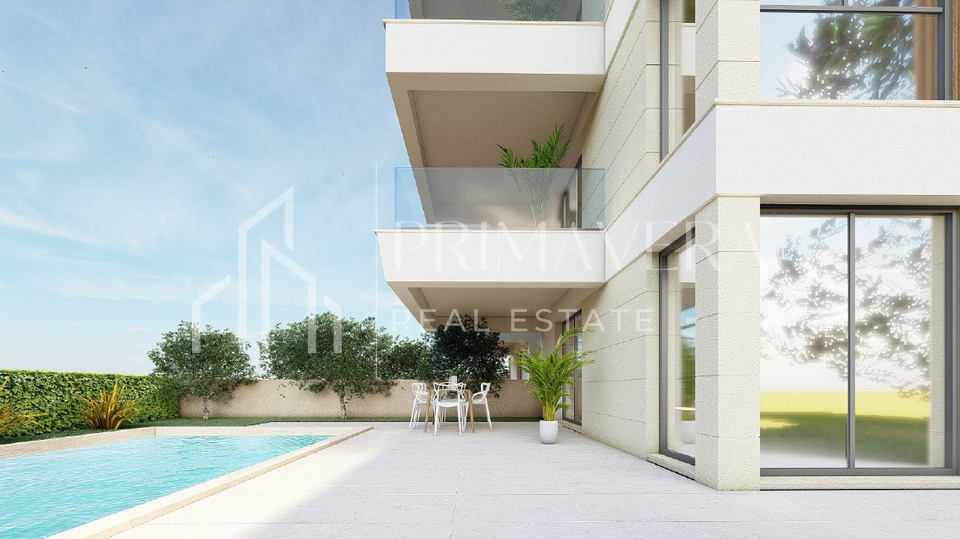 Ra&zcaron;anac&comma; modern two-bedroom apartment S3 in a new building with a view of the sea and Velebit