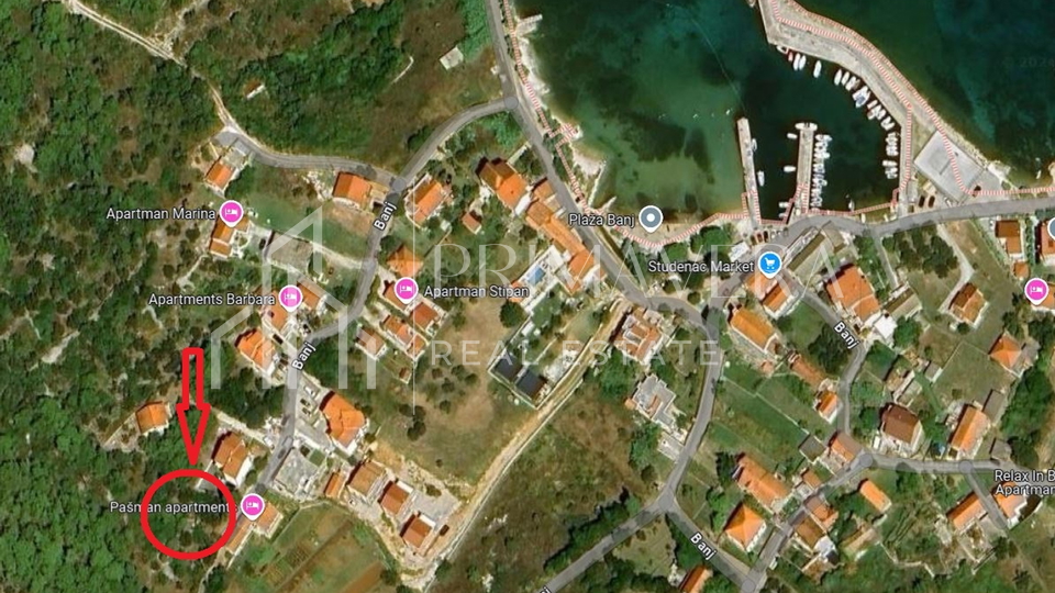 Banj, Pašman, building plot near the beach, 931 m2
