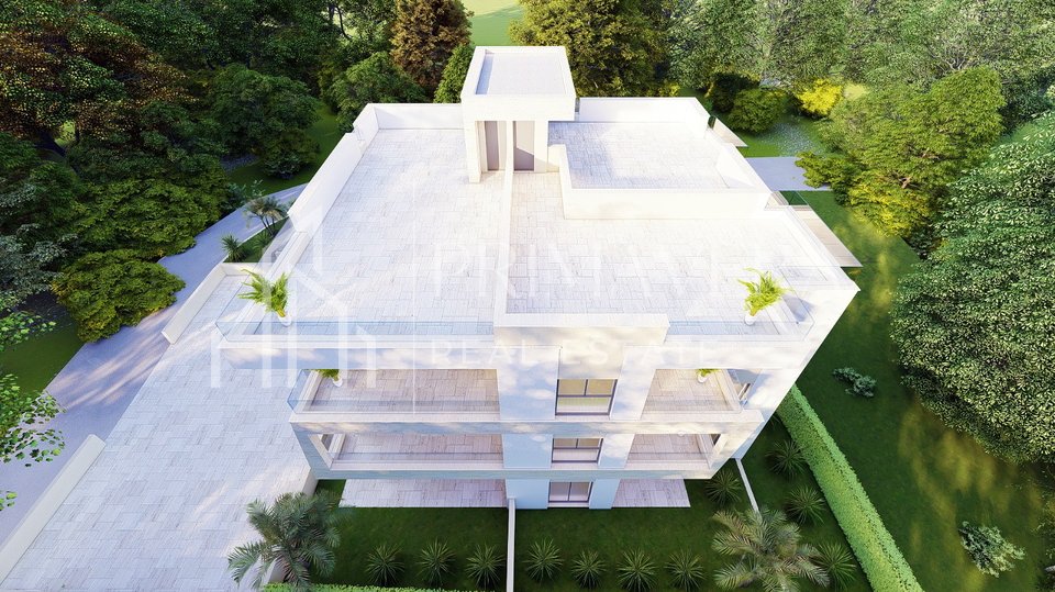 Zadar&sol;Bili brig&comma; novogradnja&comma; jednosoban stan s krovnom terasom i pogledom na more&comma; S8