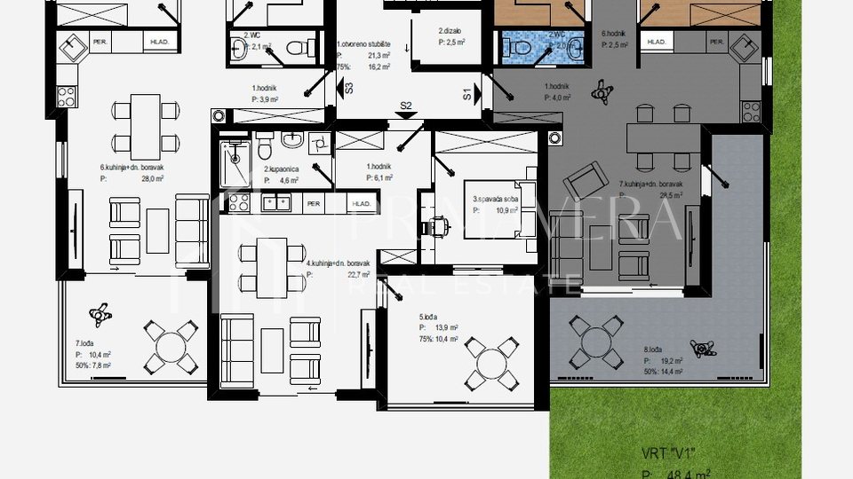 Zadar - Vidikovac&comma; dvosoban stan s vrtom u novogradnji&comma; 86&comma;03 m2&comma; S1